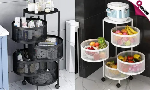 4-Layer Rotating Basket Shelf!